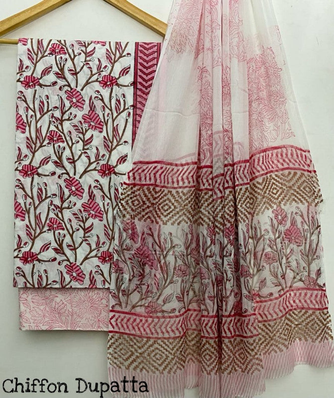 Pure Cotton Printed Salwar Suit With Chiffon Dupatta - 7