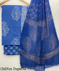 Pure Cotton Printed Salwar Suit With Chiffon Dupatta - 11