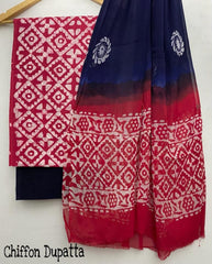 Pure Cotton Printed Salwar Suit With Chiffon Dupatta - 14
