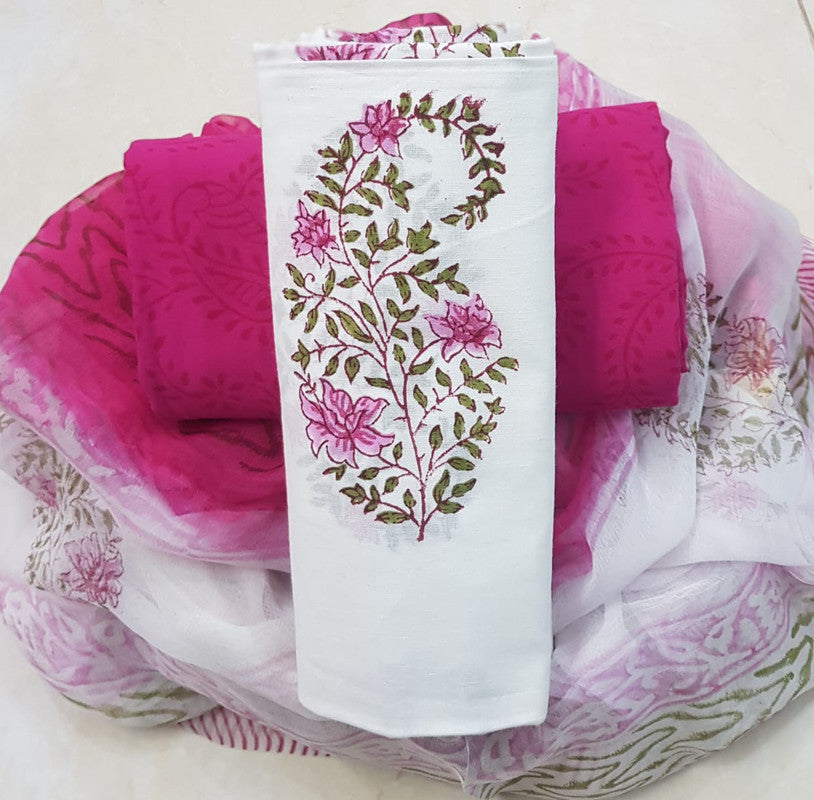 Pure Cotton Printed Salwar Suit With Chiffon Dupatta - 21