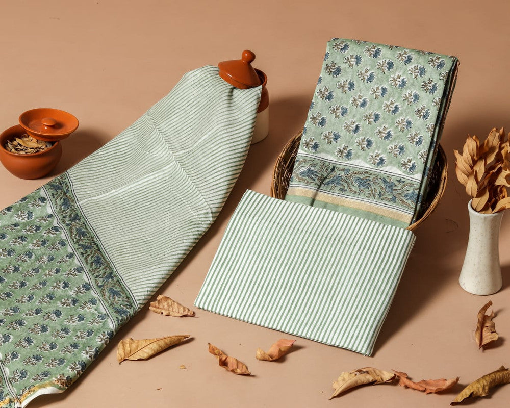 Pure Chanderi Silk Unstitched Suit (Lenght 2.5 Mtr Each Of Top, Bottom & Dupatta) - 8