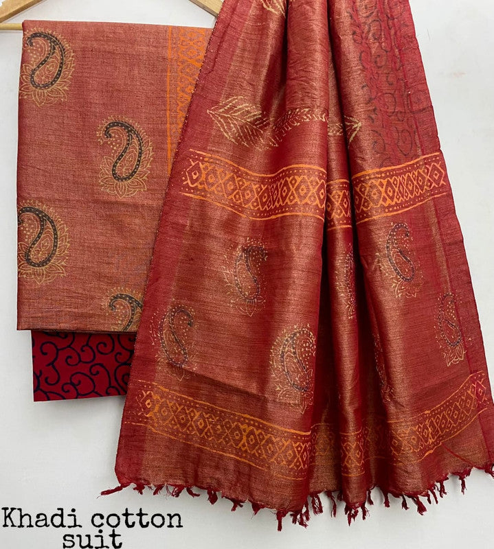 Pure Khadi Unstitched Suit With Khadi Dupatta (Lenght 2.5 Mtr. All) - 9