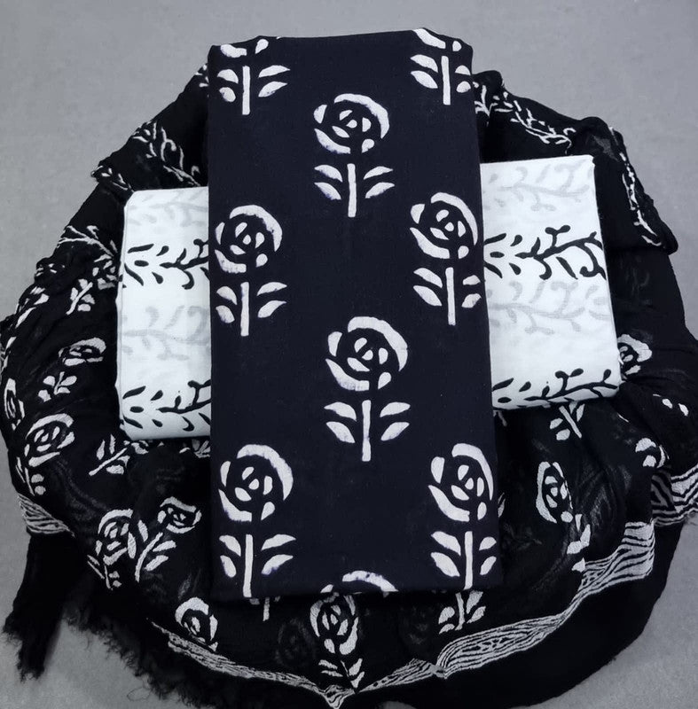 Pure Cotton Printed Salwar Suit With Chiffon Dupatta - 30