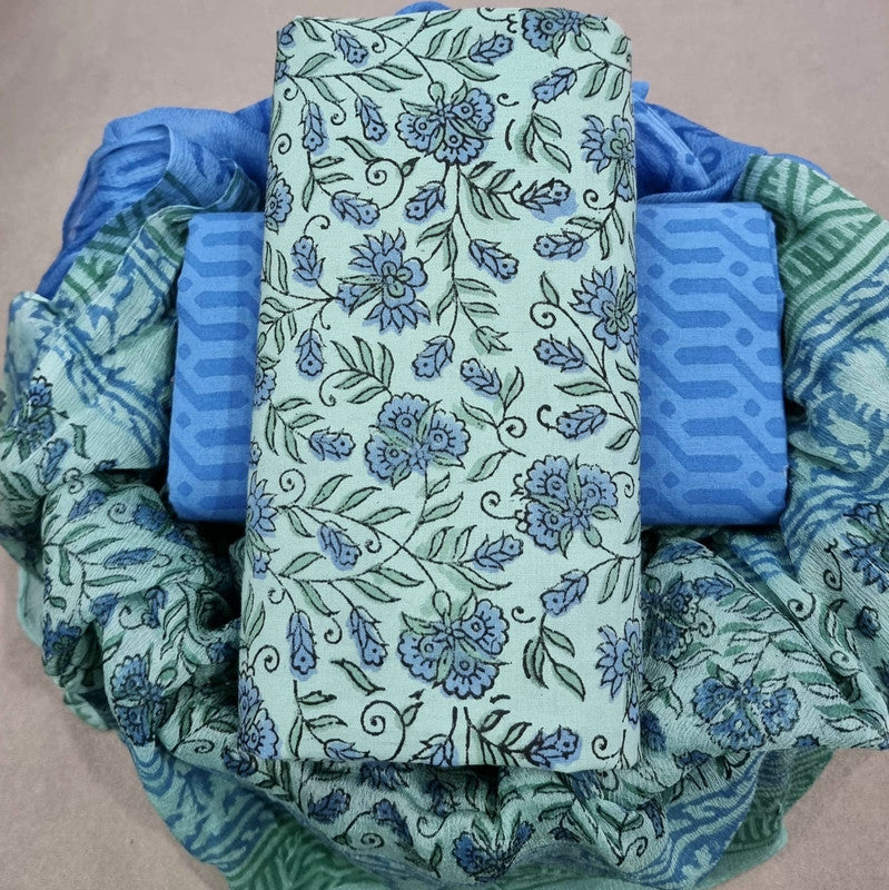 Pure Cotton Printed Salwar Suit With Chiffon Dupatta - 32