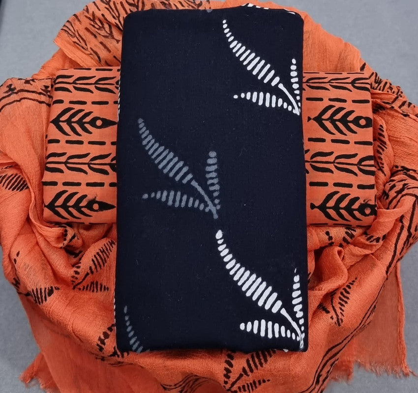 Pure Cotton Printed Salwar Suit With Chiffon Dupatta - 33