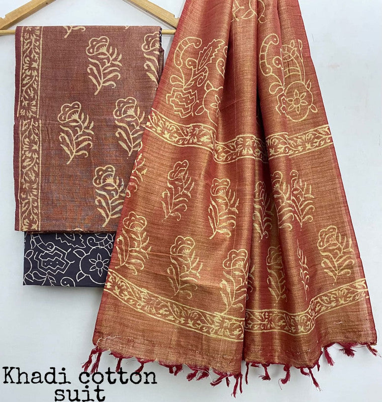 Pure Khadi Unstitched Suit With Khadi Dupatta (Lenght 2.5 Mtr. All) - 17