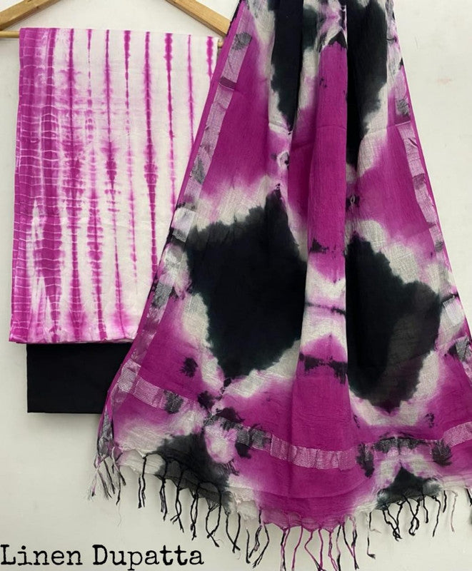 Pure Cotton Handblock Printed Cotton Salwar Suit With Linen Dupatta - 20