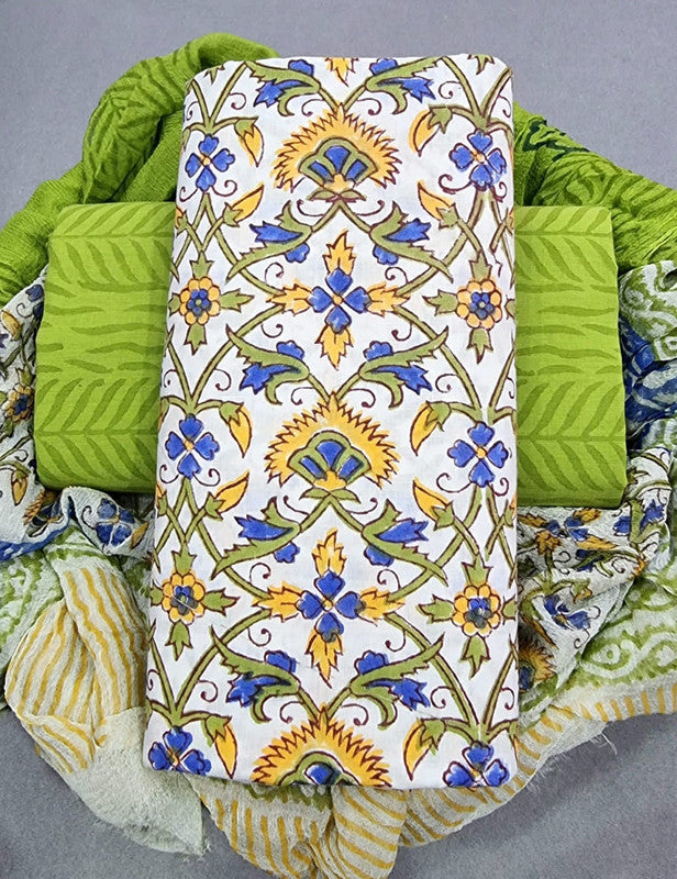 Pure Cotton Printed Salwar Suit With Chiffon Dupatta - 37