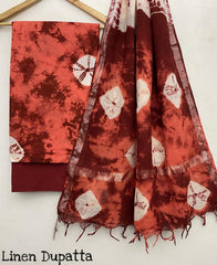 Pure Cotton Handblock Printed Cotton Salwar Suit With Linen Dupatta - 24