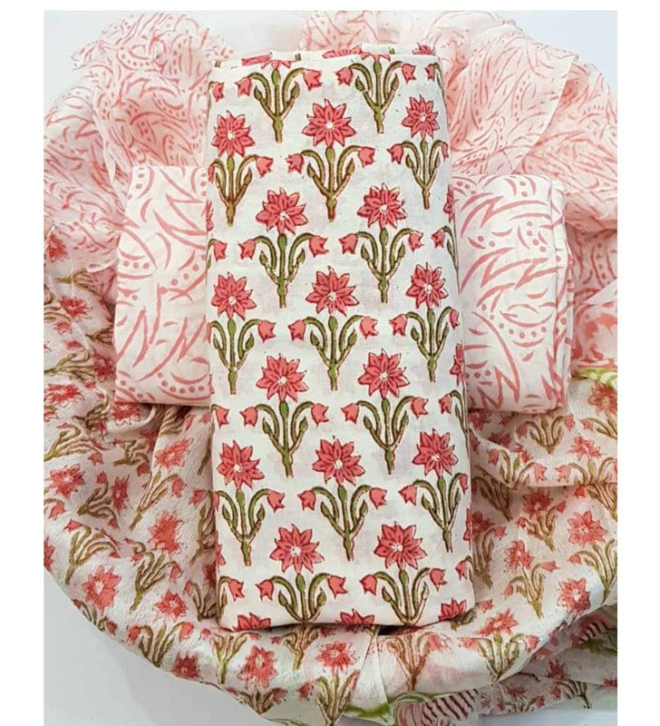 Pure Cotton Printed Salwar Suit With Chiffon Dupatta - 44