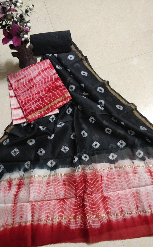 Pure Chanderi Silk Unstitched Suit (Lenght 2.5 Mtr Each Of Top, Bottom & Dupatta) - 36