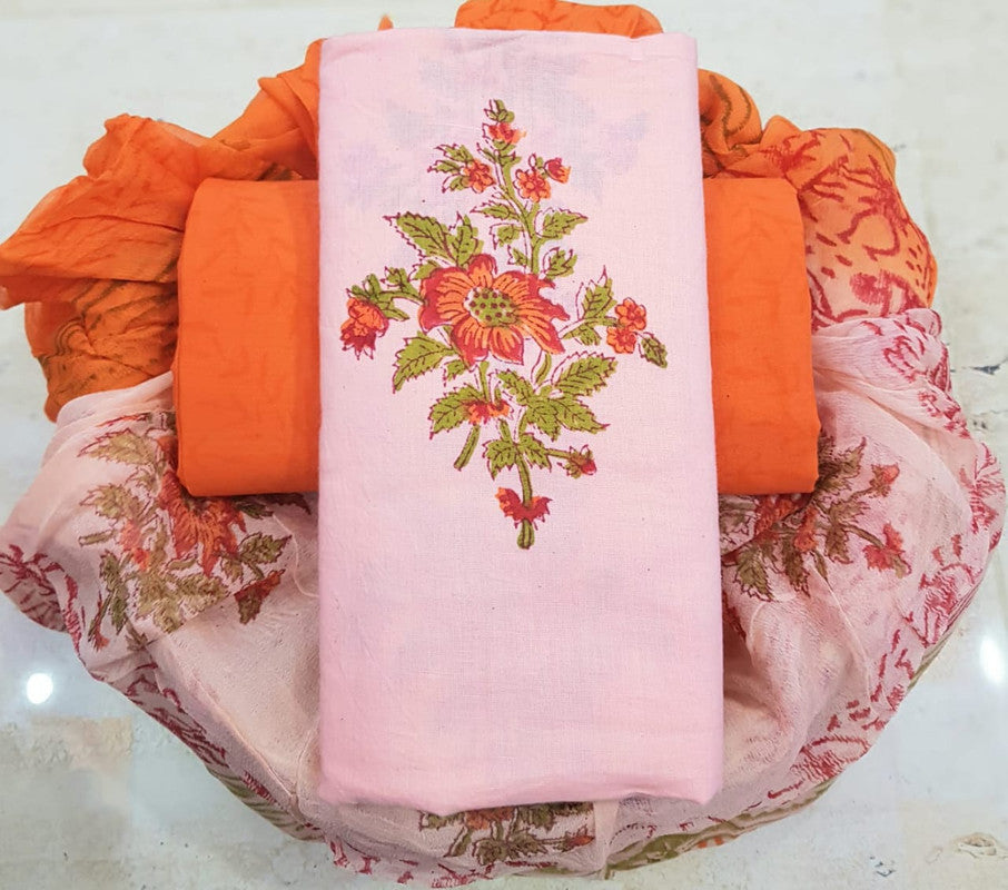 Pure Cotton Printed Salwar Suit With Chiffon Dupatta - 53