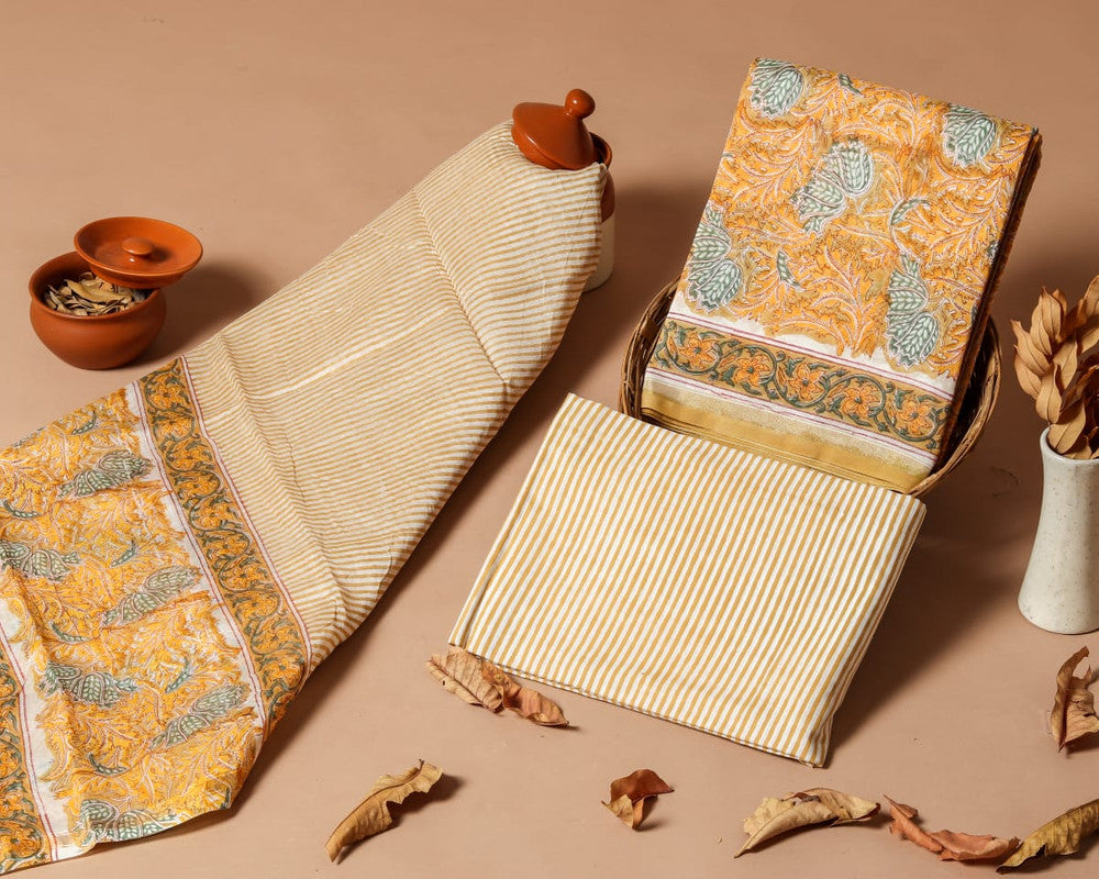 Pure Chanderi Silk Unstitched Suit (Lenght 2.5 Mtr Each Of Top, Bottom & Dupatta) - 42