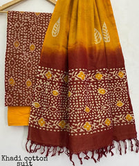 Pure Khadi Unstitched Suit With Khadi Dupatta (Lenght 2.5 Mtr. All) - 42