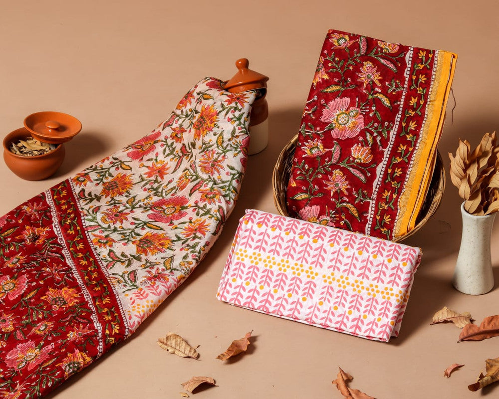 Pure Chanderi Silk Unstitched Suit (Lenght 2.5 Mtr Each Of Top, Bottom & Dupatta) - 54