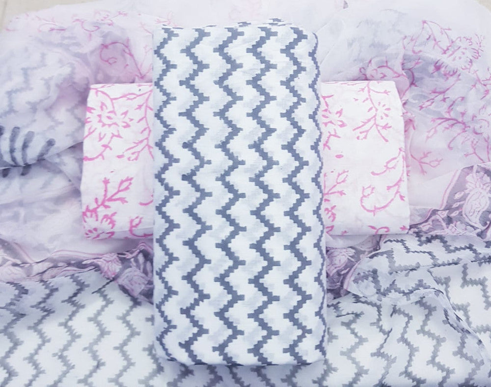 Pure Cotton Printed Salwar Suit With Chiffon Dupatta - 61