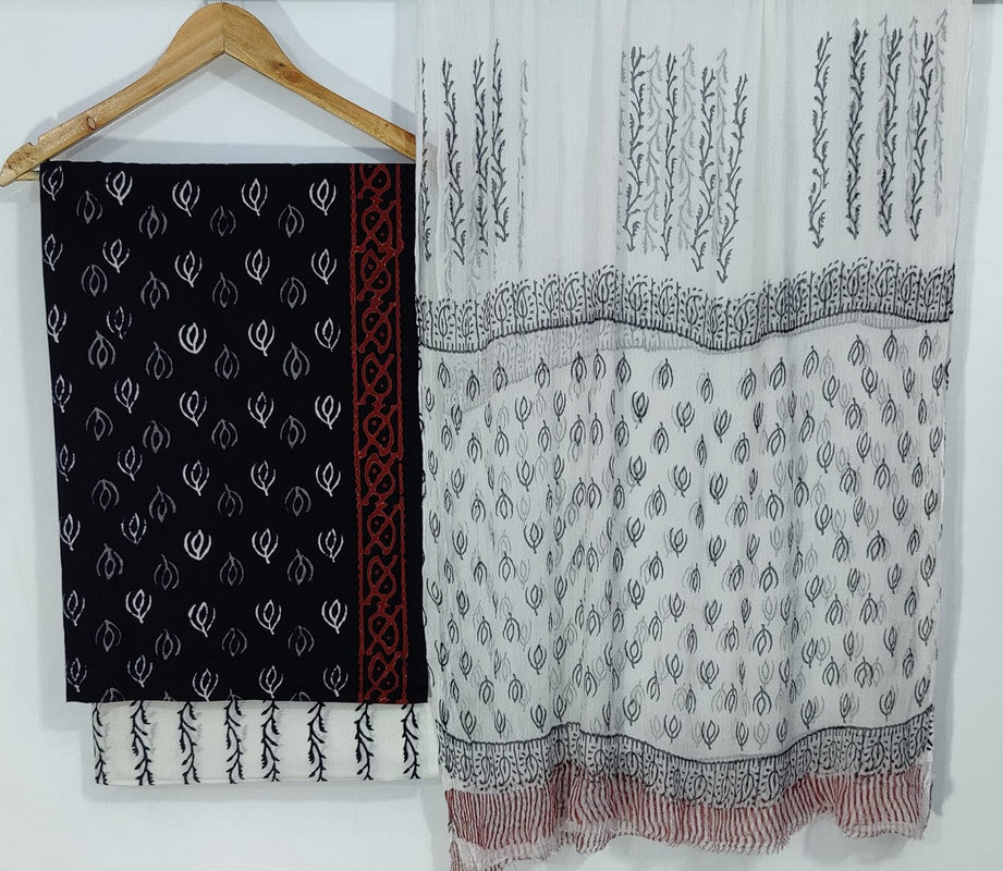 Pure Cotton Printed Salwar Suit With Chiffon Dupatta - 89