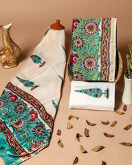 Pure Chanderi Silk Unstitched Suit (Lenght 2.5 Mtr Each Of Top, Bottom & Dupatta) - 61