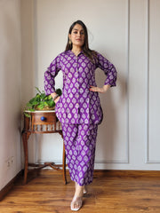 Purple Cotton Co-ord Set