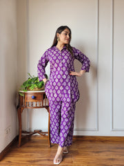 Purple Cotton Co-ord Set