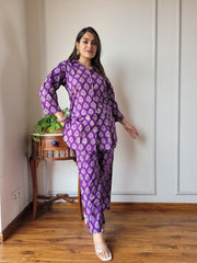 Purple Cotton Co-ord Set