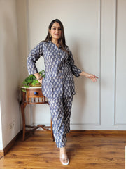 Cotton Co-ord Set (Grey )