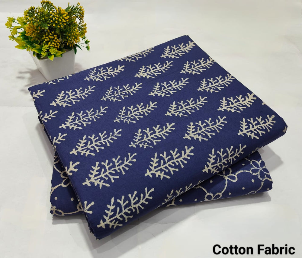 pure cotton handblock printed top bottom set (2.5 Mtr Top & 2.5 Mtr Bottom) - 24