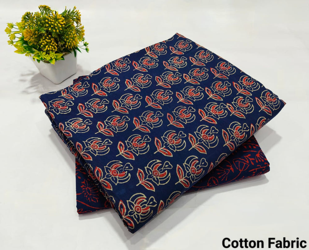 pure cotton handblock printed top bottom set (2.5 Mtr Top & 2.5 Mtr Bottom) - 26
