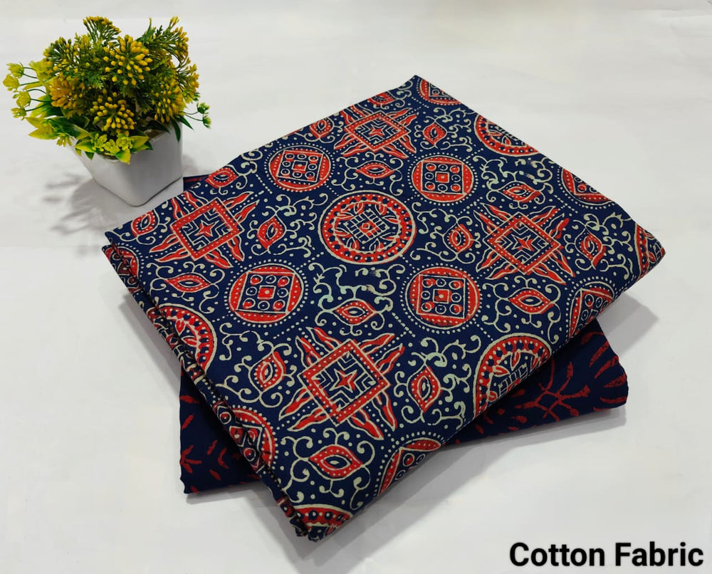 pure cotton handblock printed top bottom set (2.5 Mtr Top & 2.5 Mtr Bottom) - 28