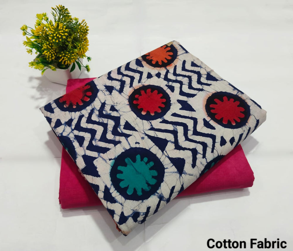 pure cotton handblock printed top bottom set (2.5 Mtr Top & 2.5 Mtr Bottom) - 16