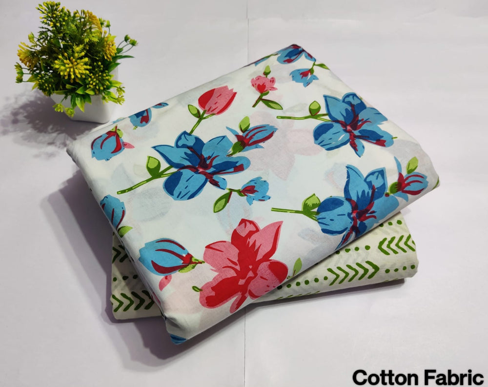 pure cotton handblock printed top bottom set (2.5 Mtr Top & 2.5 Mtr Bottom) - 70