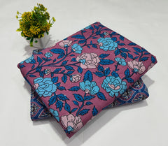 pure cotton handblock printed top bottom set (2.5 Mtr Top & 2.5 Mtr Bottom) - 87