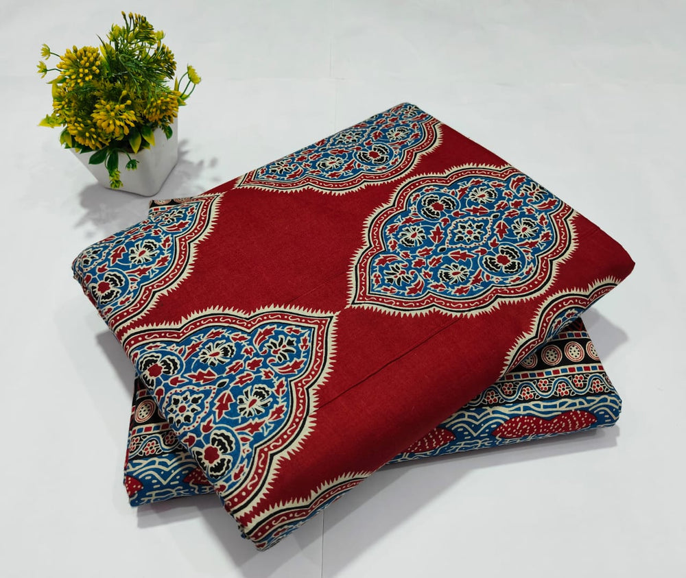 pure cotton handblock printed top bottom set (2.5 Mtr Top & 2.5 Mtr Bottom) - 98