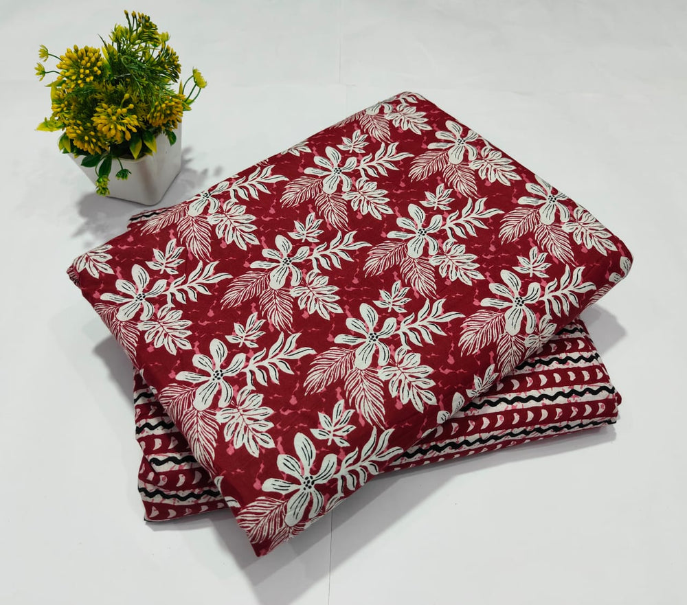 pure cotton handblock printed top bottom set (2.5 Mtr Top & 2.5 Mtr Bottom) - 94