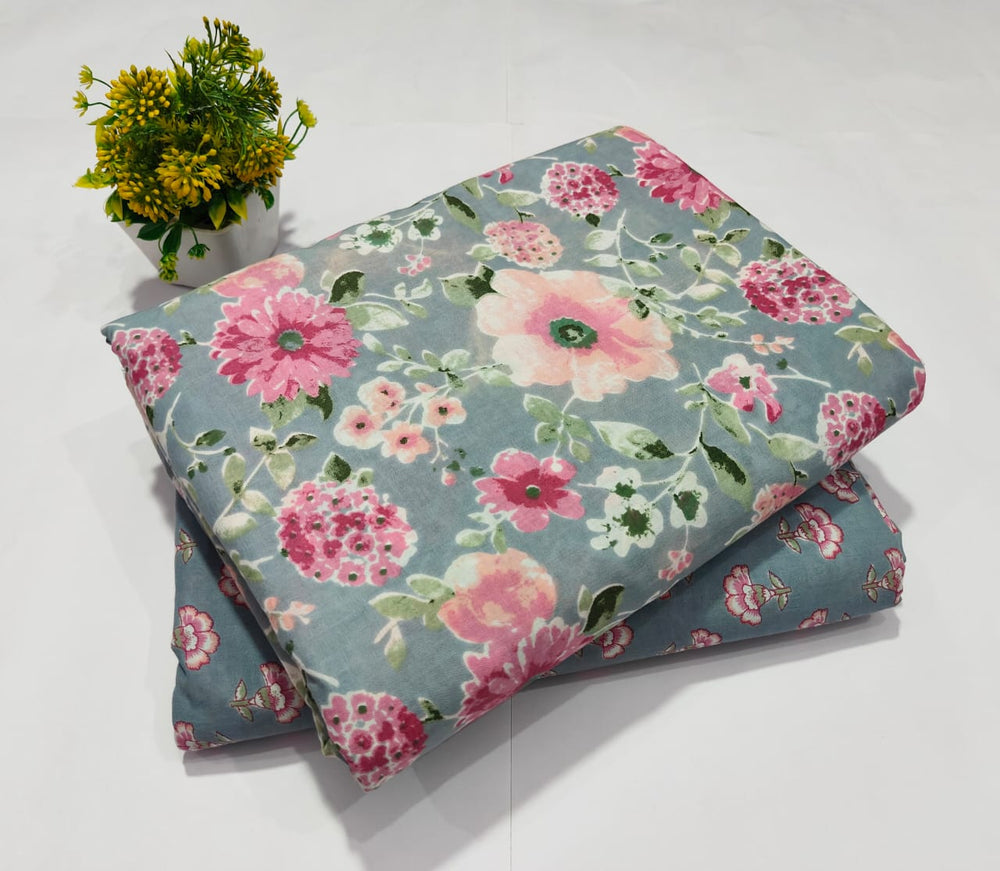 pure cotton handblock printed top bottom set (2.5 Mtr Top & 2.5 Mtr Bottom) - 101