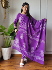 Pure Cotton Hand Block Printed Stitched Suits With Cotton Dupatta - 2