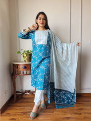 Pure Cotton Hand Block Printed Stitched Suits With Cotton Dupatta - 13