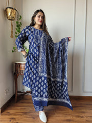 Pure Cotton Hand Block Printed Stitched Suits With Cotton Dupatta - 16