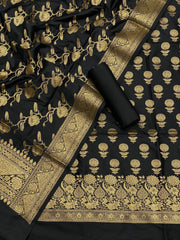 Pure Banarasi Resham Silk Chanderi Flora Double Zari Weaved Suit With Banarasi Zari Weaved Silk Dupatta - 2