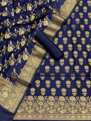 Pure Banarasi Resham Silk Chanderi Flora Double Zari Weaved Suit With Banarasi Zari Weaved Silk Dupatta - 13