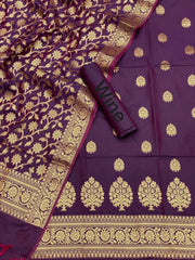 Pure Banarasi Resham Silk Chanderi Flora Double Zari Weaved Suit With Banarasi Zari Weaved Silk Dupatta - 54