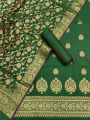 Pure Banarasi Resham Silk Chanderi Flora Double Zari Weaved Suit With Banarasi Zari Weaved Silk Dupatta - 49
