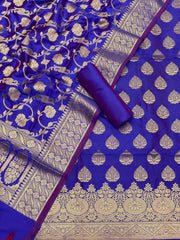 Pure Banarasi Resham Silk Chanderi Flora Double Zari Weaved Suit With Banarasi Zari Weaved Silk Dupatta - 39