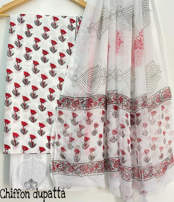 Pure Cotton Printed Salwar Suit With Chiffon Dupatta - 4