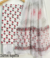 Pure Cotton Printed Salwar Suit With Chiffon Dupatta - 4