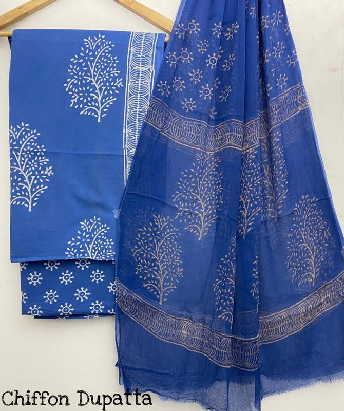 Pure Cotton Printed Salwar Suit With Chiffon Dupatta - 11