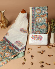 Pure Chanderi Silk Unstitched Suit (Lenght 2.5 Mtr Each Of Top, Bottom & Dupatta) - 2