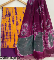 Pure Cotton Printed Salwar Suit With Chiffon Dupatta - 16