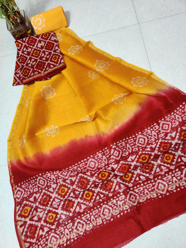 Pure Chanderi Silk Unstitched Suit (Lenght 2.5 Mtr Each Of Top, Bottom & Dupatta) - 4