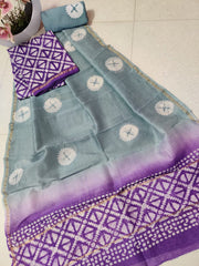 Pure Chanderi Silk Unstitched Suit (Lenght 2.5 Mtr Each Of Top, Bottom & Dupatta) - 6